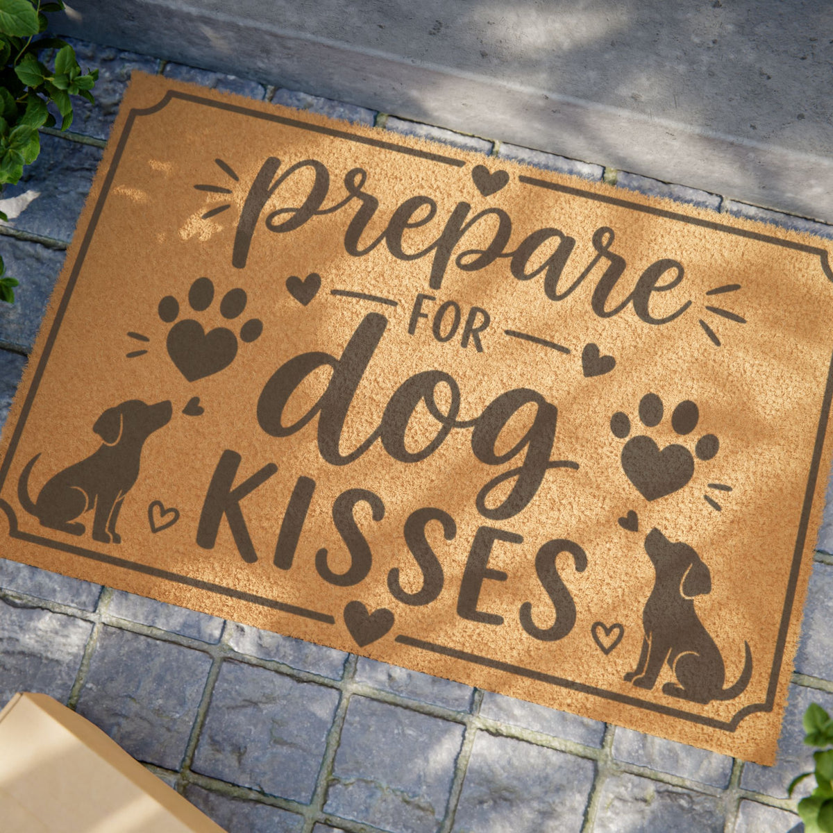 Doormat - "Prepare for Dog Kisses" Paw Print Welcome Mat