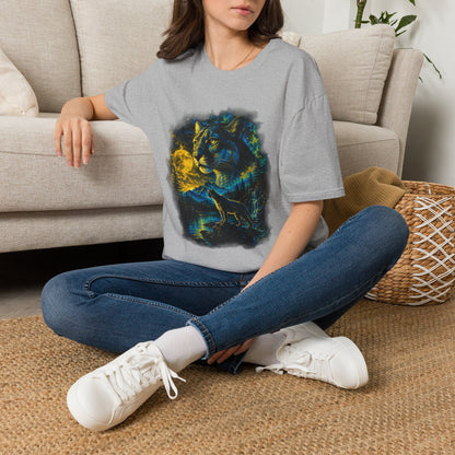 Moon T-Shirt — Neon Cosmic Big Cat Graphic Tee