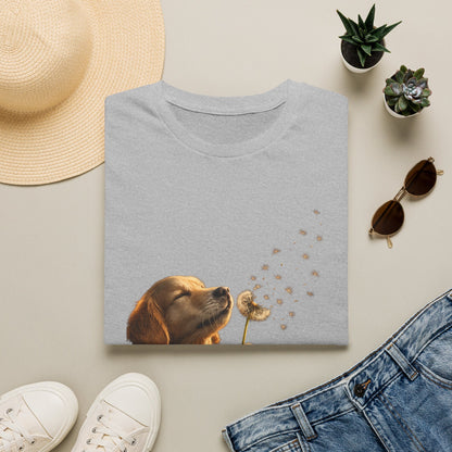 Puppy & Dandelion T-Shirt — Cute Dog Blowing Dandelion Graphic Tee