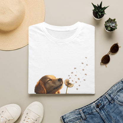 Puppy & Dandelion T-Shirt — Cute Dog Blowing Dandelion Graphic Tee