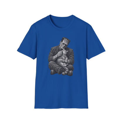 Frankenstein Holding Kitty T-Shirt — Cute Gothic Horror Tee