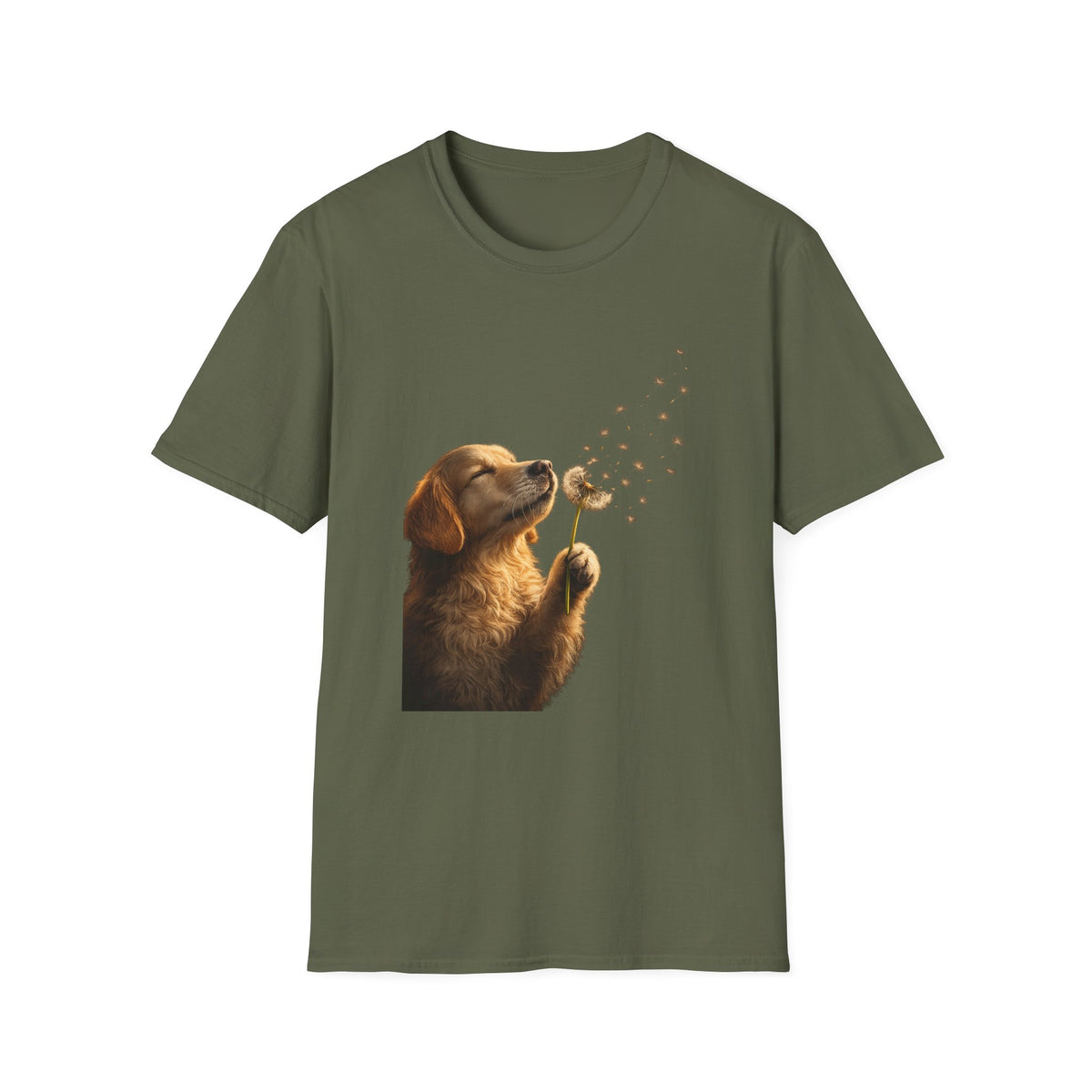 Puppy & Dandelion T-Shirt — Cute Dog Blowing Dandelion Graphic Tee