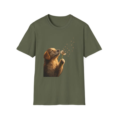 Puppy & Dandelion T-Shirt — Cute Dog Blowing Dandelion Graphic Tee