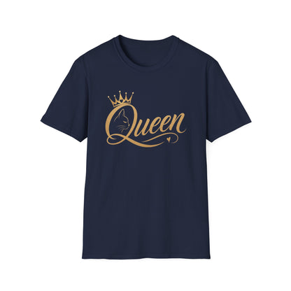 Queen cat lover T‑Shirt — Gold Crown Feminine Graphic Tee