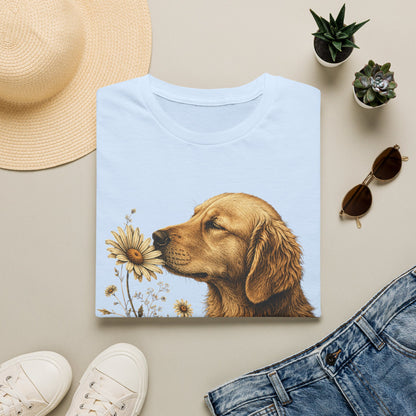 Golden Retriever & Daisies T-Shirt — Floral Dog Lover Tee