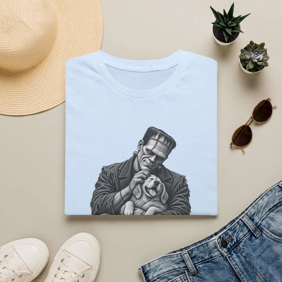 Frankenstein & Puppy Graphic T-Shirt