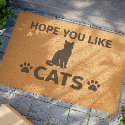 Hope You Like Cats Doormat — Funny Cat Lover Welcome Mat with Paw Prints