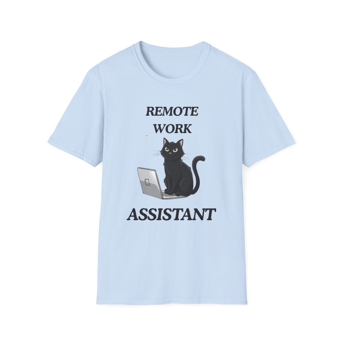 Remote Work Assistant T-Shirt — Cute Black Cat Laptop Tee for WFH