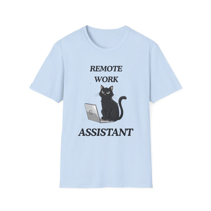 Remote Work Assistant T-Shirt — Cute Black Cat Laptop Tee for WFH