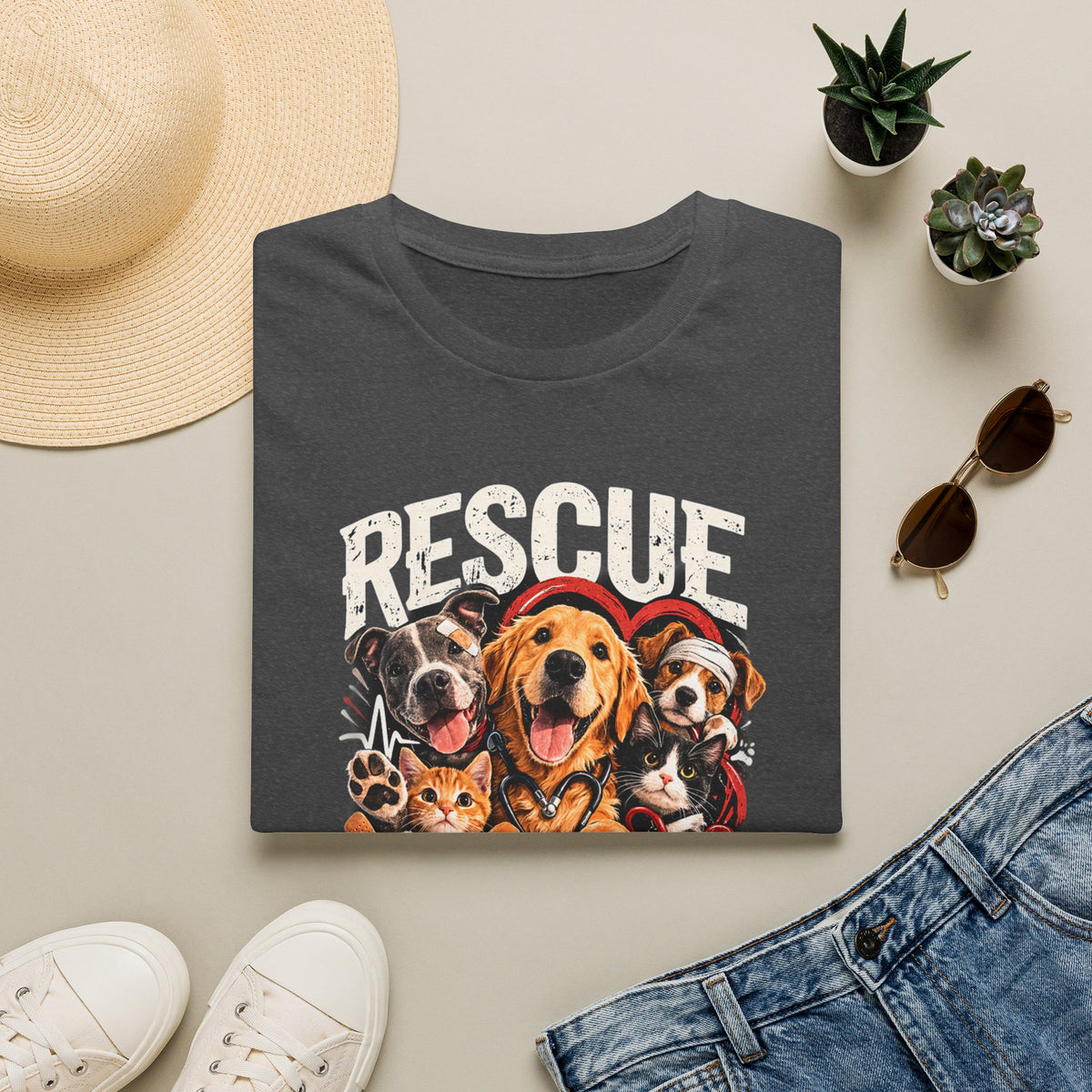 Rescue Squad T-Shirt - Cute Rescue Dogs Graphic Tee for Animal Lovers