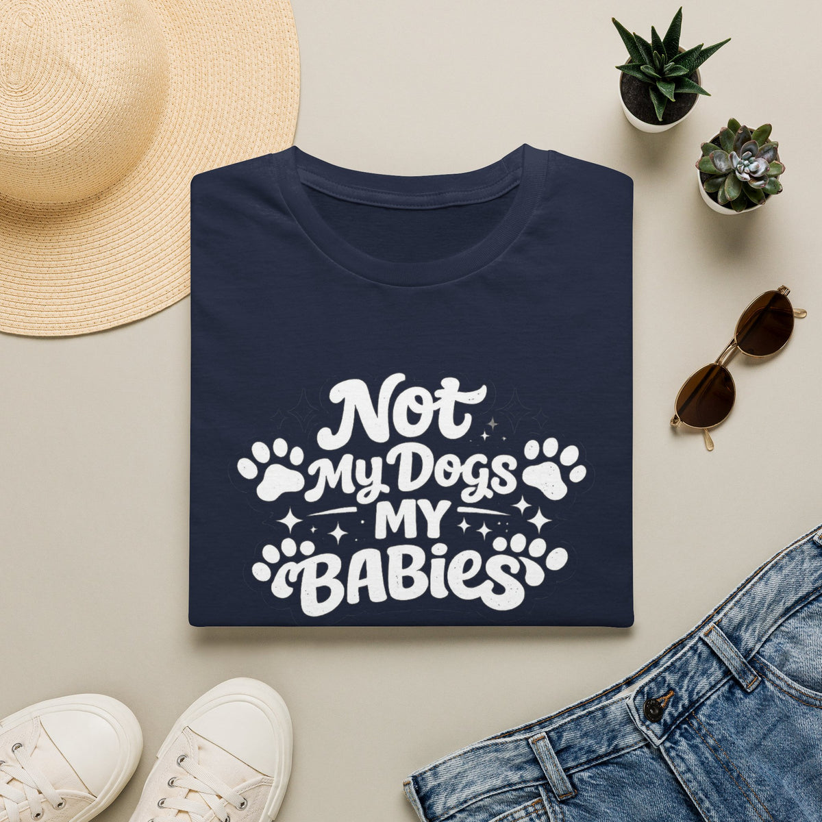 Dog Mom T-Shirt — "Not My Dogs, My Babies" Paw Print Tee