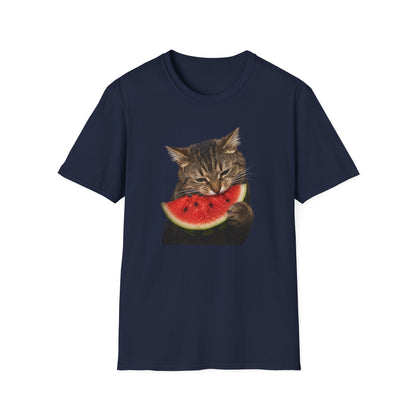 Cat Eating Watermelon T‑Shirt — Cute Summer Cat Graphic Tee