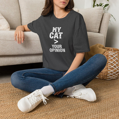 Cat Lover T‑Shirt — "My Cat > Your Opinion" Funny Pet Apparel