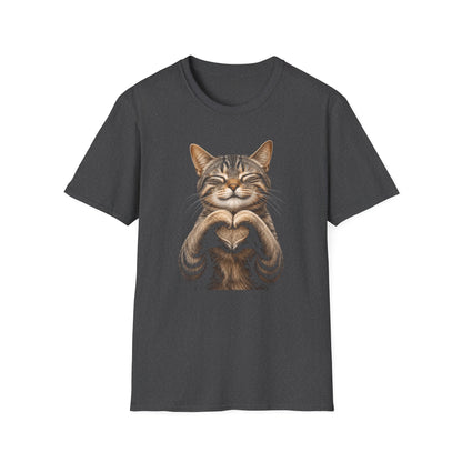 Smiling Tabby Cat Heart Pose T-Shirt