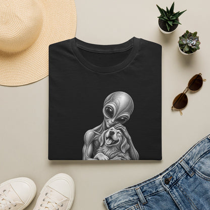 Alien Hug T-Shirt — Cute Alien Holding Dog Graphic Tee