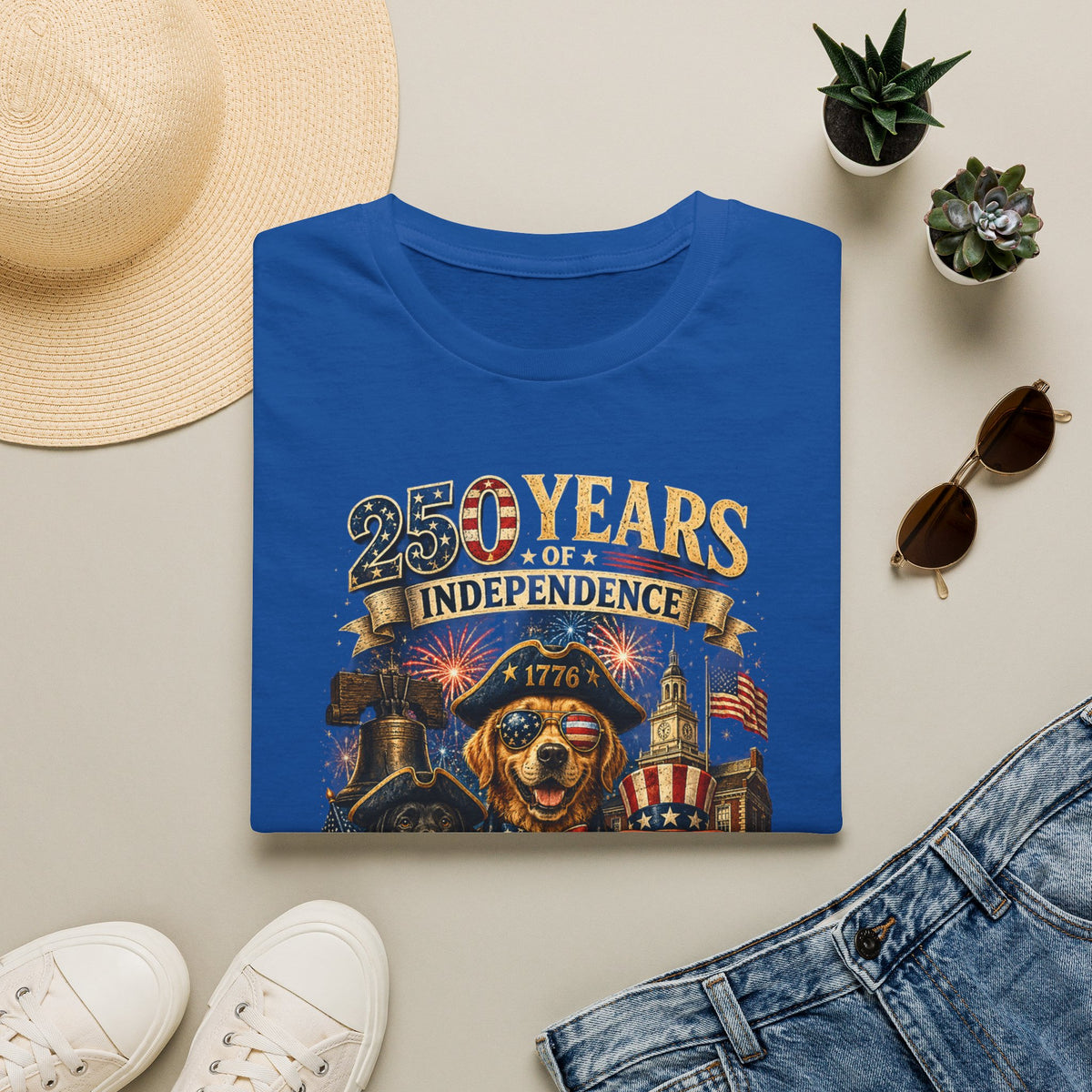 250 Years of Independence Dog T-Shirt — Paw Proud American 1776 Patriotic Tee
