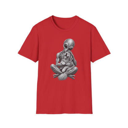 Alien Hug T-Shirt — Cute Alien Holding Dog Graphic Tee