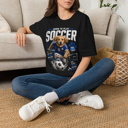 Born to Play Soccer T-Shirt — Golden Retriever Soccer Dog Design