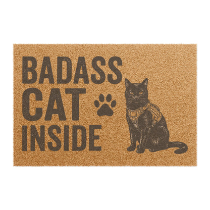 Badass Cat Inside Doormat — Funny Cat Lover Welcome Mat