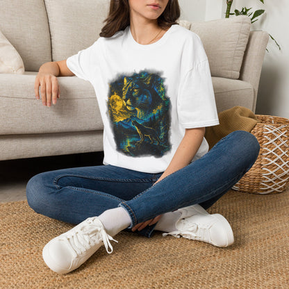 Moon T-Shirt — Neon Cosmic Big Cat Graphic Tee