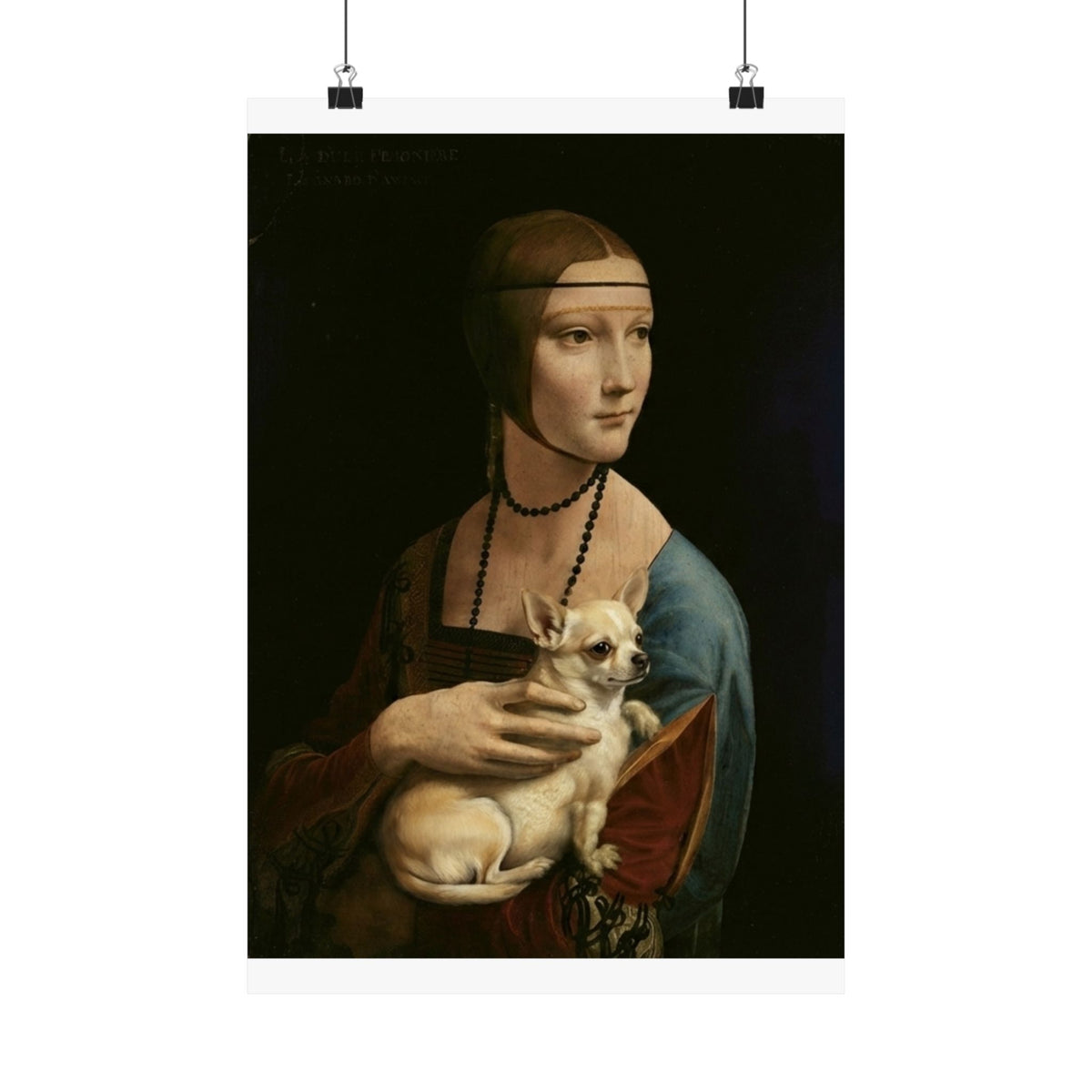 Matte Vertical Poster — Renaissance Lady with Chihuahua Art Print