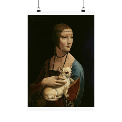 Matte Vertical Poster — Renaissance Lady with Chihuahua Art Print
