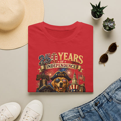 250 Years of Independence Dog T-Shirt — Paw Proud American 1776 Patriotic Tee