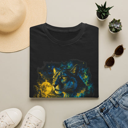 Moon T-Shirt — Neon Cosmic Big Cat Graphic Tee