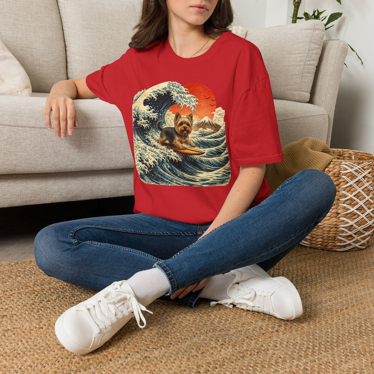 Yorkshire Terrier Wave T-Shirt — Japanese Wave Surf Dog Graphic Tee