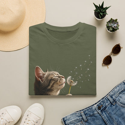 Cat Dandelion T-Shirt — Cute Kitten Blowing Dandelion Graphic Tee