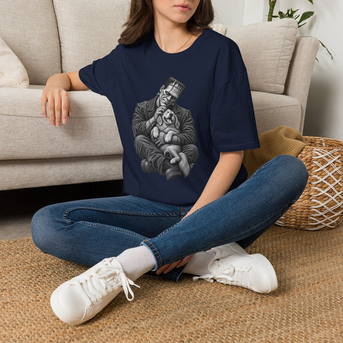 Frankenstein & Puppy Graphic T-Shirt