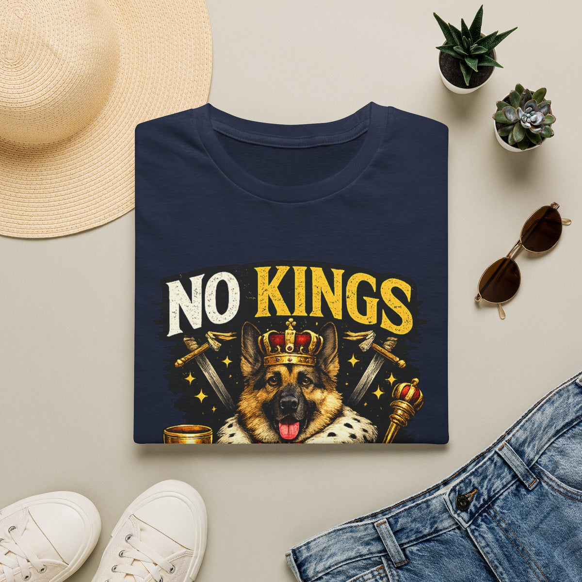 T-Shirt — "No Kings (Except My Dog)" German Shepherd Royalty Tee