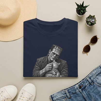 Frankenstein Holding Kitty T-Shirt — Cute Gothic Horror Tee
