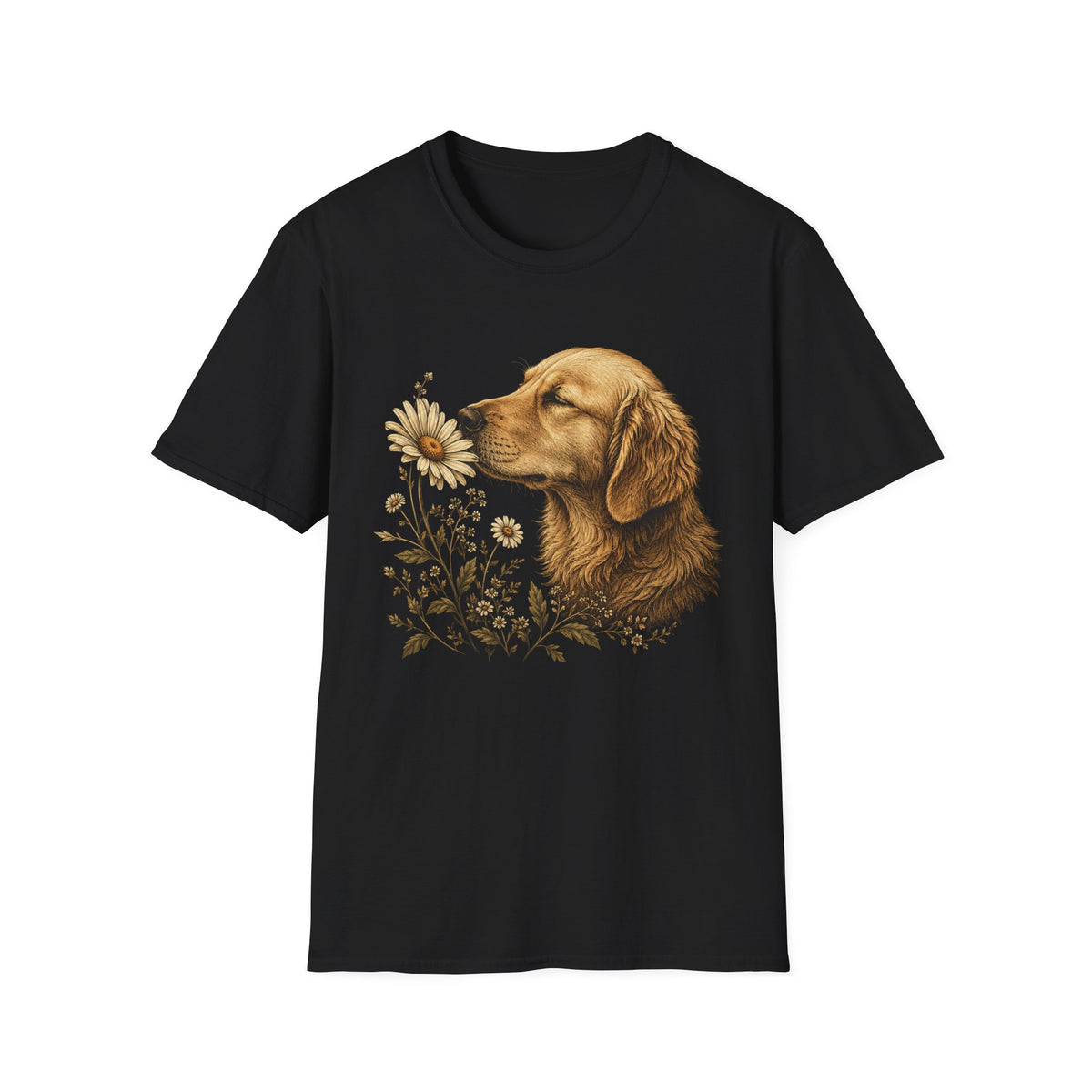 Golden Retriever & Daisies T-Shirt — Floral Dog Lover Tee