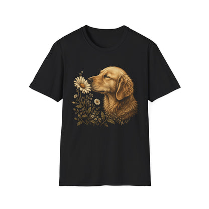 Golden Retriever & Daisies T-Shirt — Floral Dog Lover Tee