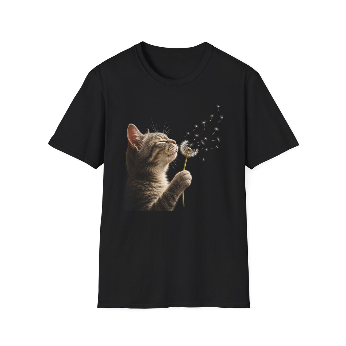 Cat Dandelion T-Shirt — Cute Kitten Blowing Dandelion Graphic Tee