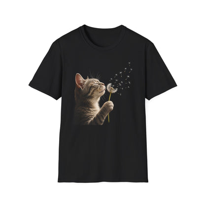 Cat Dandelion T-Shirt — Cute Kitten Blowing Dandelion Graphic Tee