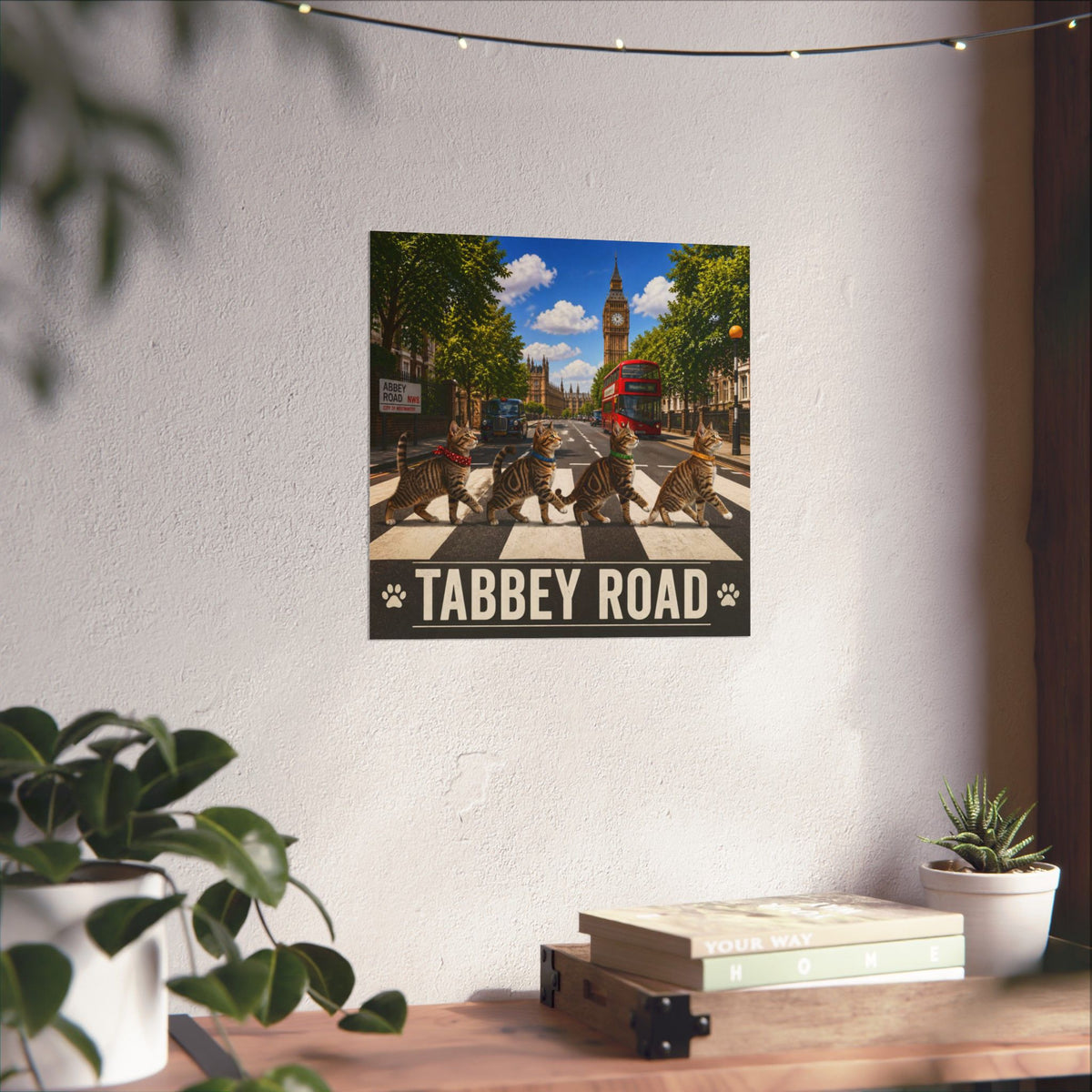 Tabbey Road Matte Poster — Funny Cats Crossing Abbey Road Wall Art