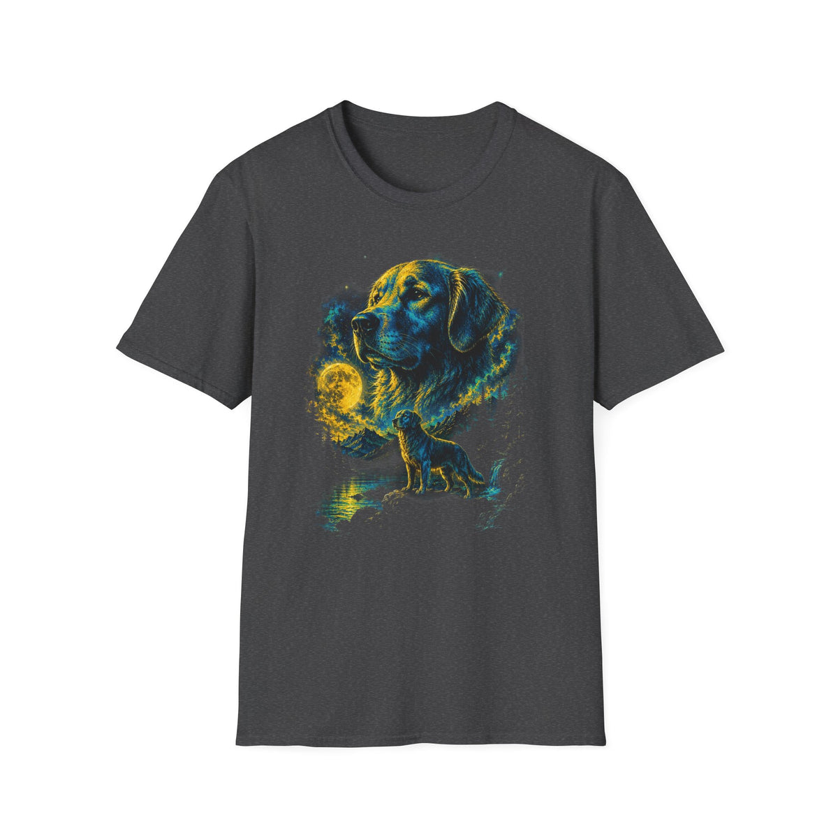 Golden Retriever Moon Graphic T‑Shirt — Vintage Dog Portrait Tee