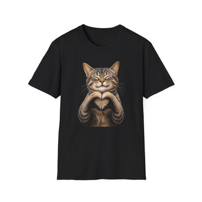 Smiling Tabby Cat Heart Pose T-Shirt