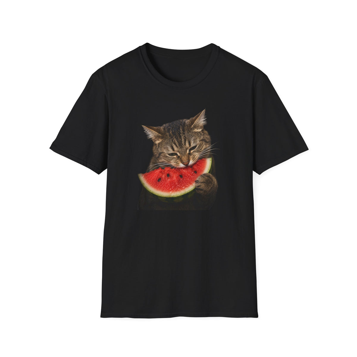 Cat Eating Watermelon T‑Shirt — Cute Summer Cat Graphic Tee