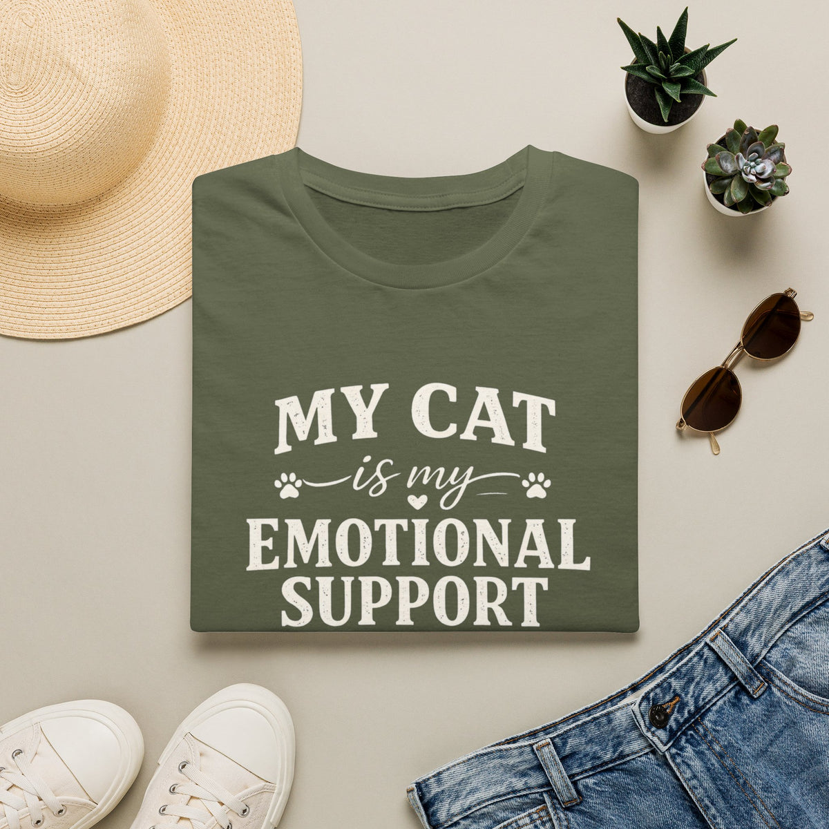Cat Emotional Support T-Shirt — "My Cat Is My Emotional Support" Graphic Tee