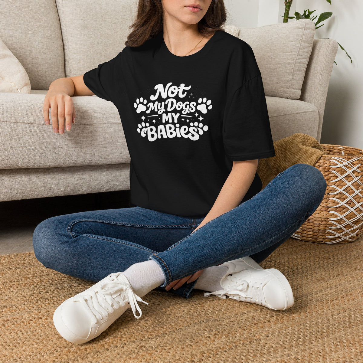Dog Mom T-Shirt — "Not My Dogs, My Babies" Paw Print Tee