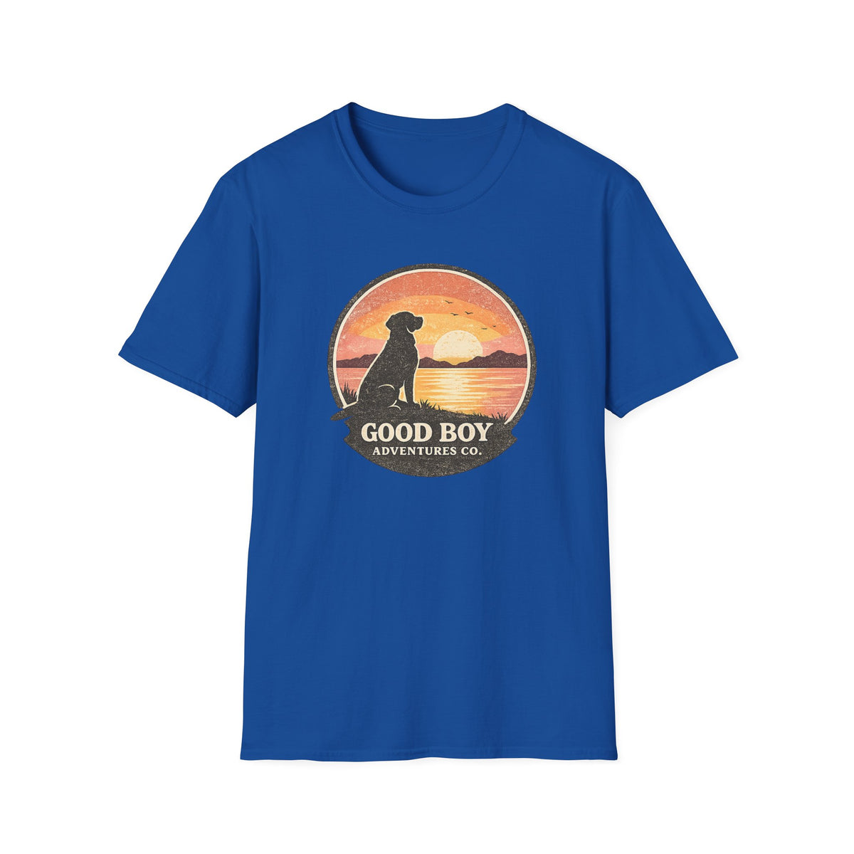 Dog Sunset T-Shirt — "Good Boy" Retro Beach Graphic Tee