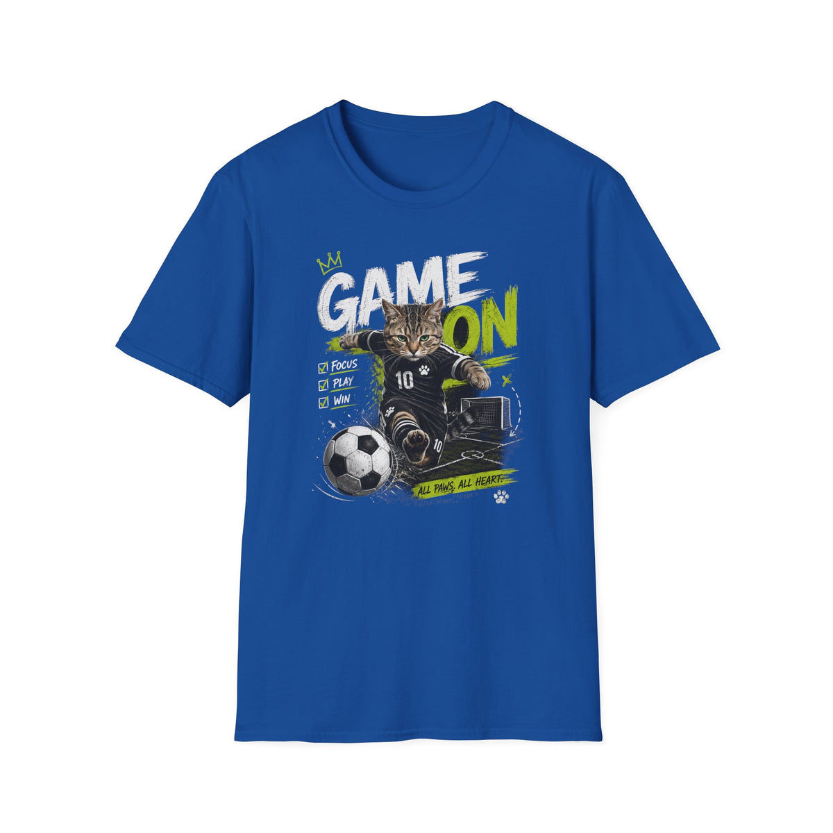 Game On Soccer T‑Shirt — Cat Player Design (Focus • Play • Win)