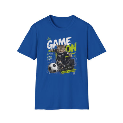 Game On Soccer T‑Shirt — Cat Player Design (Focus • Play • Win)