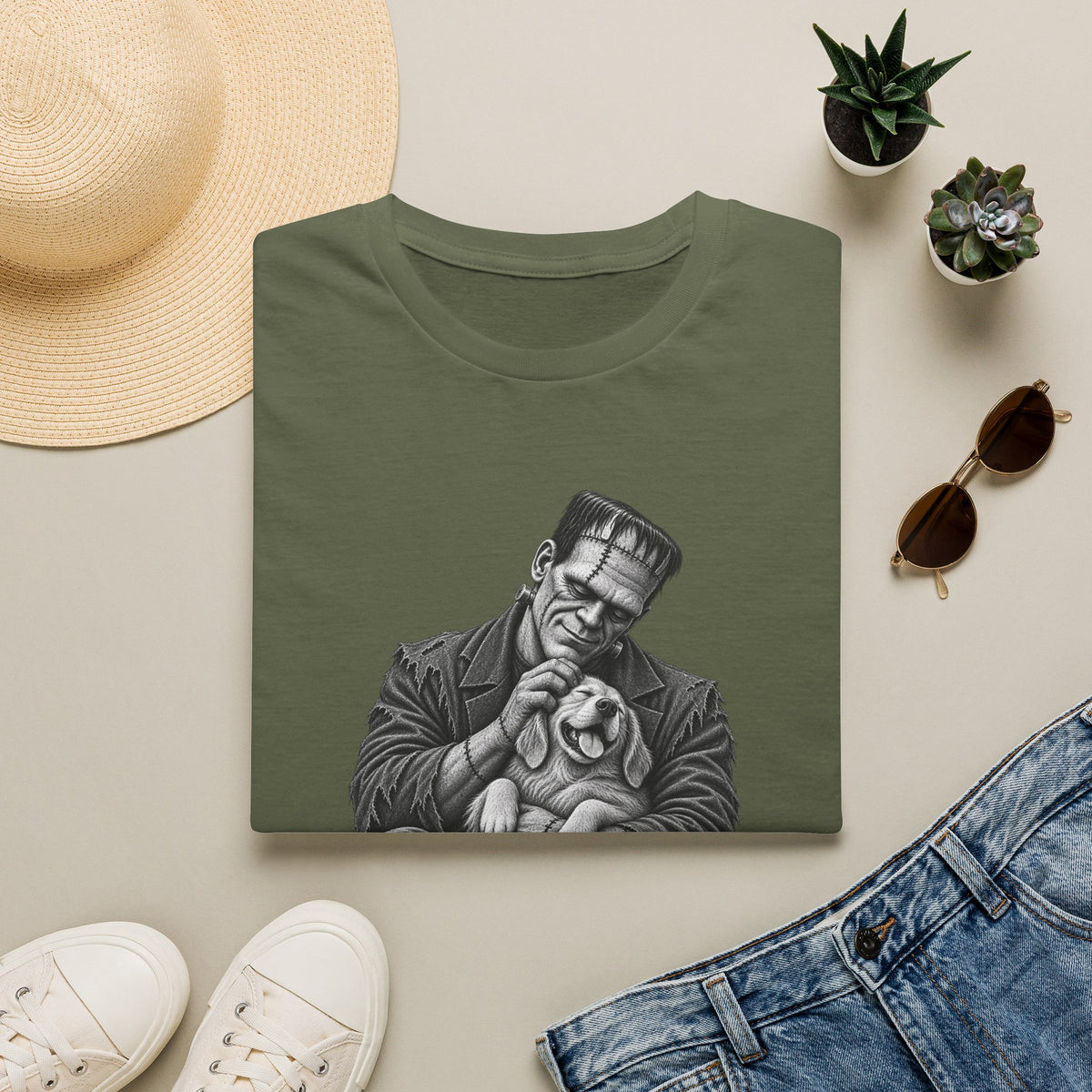 Frankenstein & Puppy Graphic T-Shirt