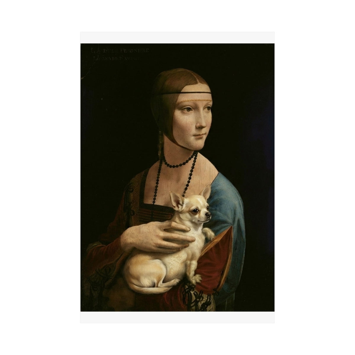 Matte Vertical Poster — Renaissance Lady with Chihuahua Art Print