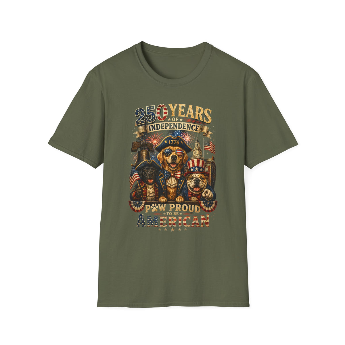 250 Years of Independence Dog T-Shirt — Paw Proud American 1776 Patriotic Tee