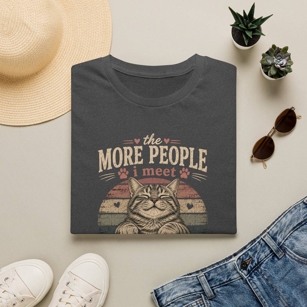 Cat Lover T‑Shirt — “The More People I Meet the More I Love My Cat” Retro Graphic